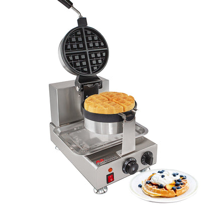 LOYALHEARTDY Flip Belgian Waffle Breakfast Maker Commercial Waffle Maker  1750W Round-Shape Waffles Pancake Maker 4Pcs Non-stick Electric Griddle