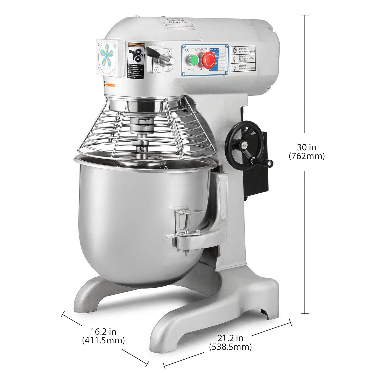 Commercial Stand Mixer 30 qt. Dough Mixer Heavy Duty Silver Electric Food  Mixer with 3-Speeds Adjustable 1100 W